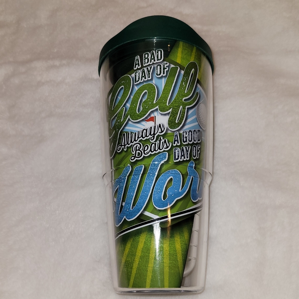 Tervis Tumbler Golf Theme 24 ounce with Hunter Green Lid New Without Tag